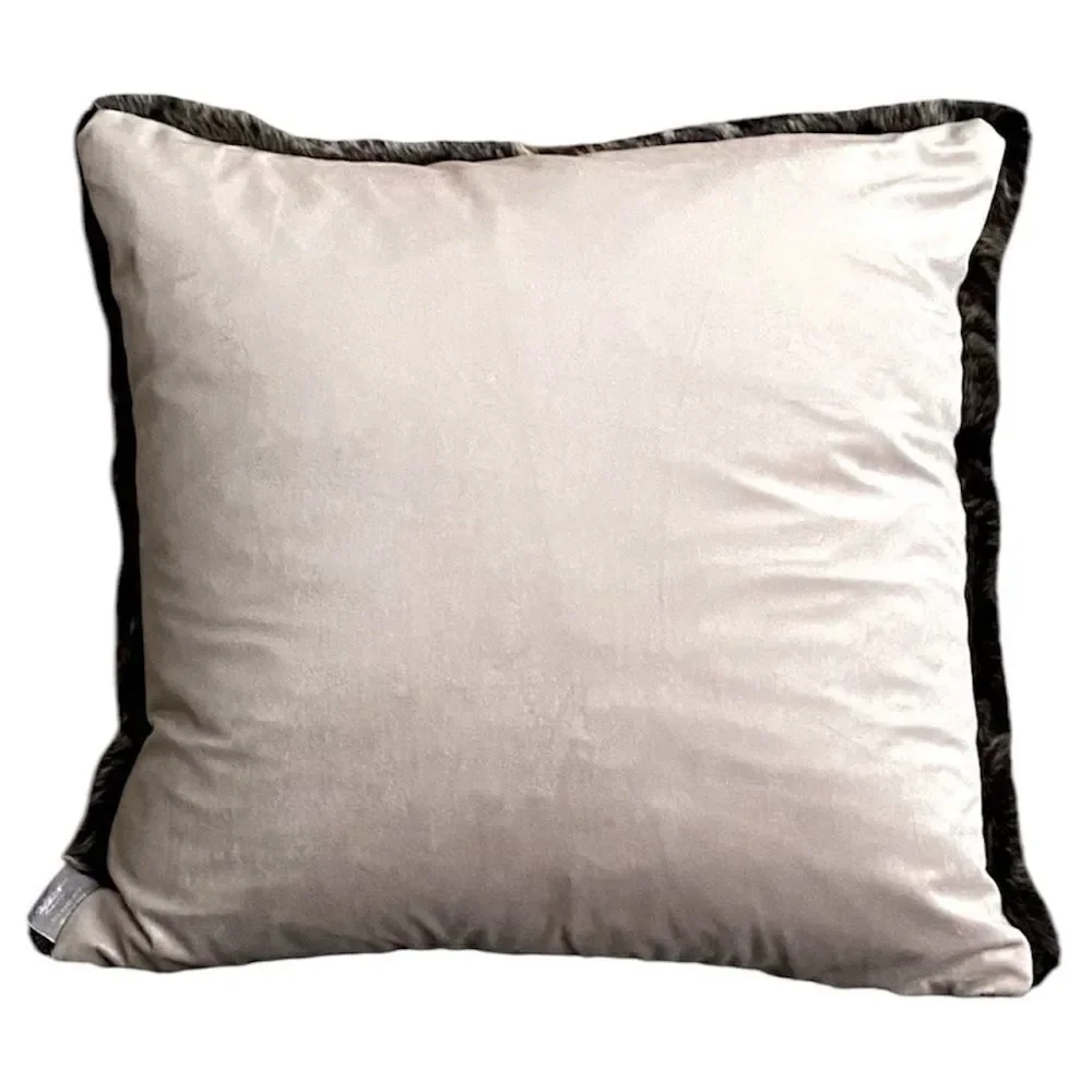 Two (2) Aviva Stanoff Black/Brown Faux Fur Luxury Designer Pillows New Cabin